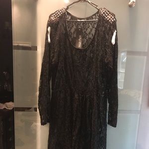 Lace hi low with embellished shoulders